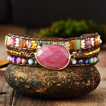 Intense Imperial Jasper Heart Wrap Bracelet